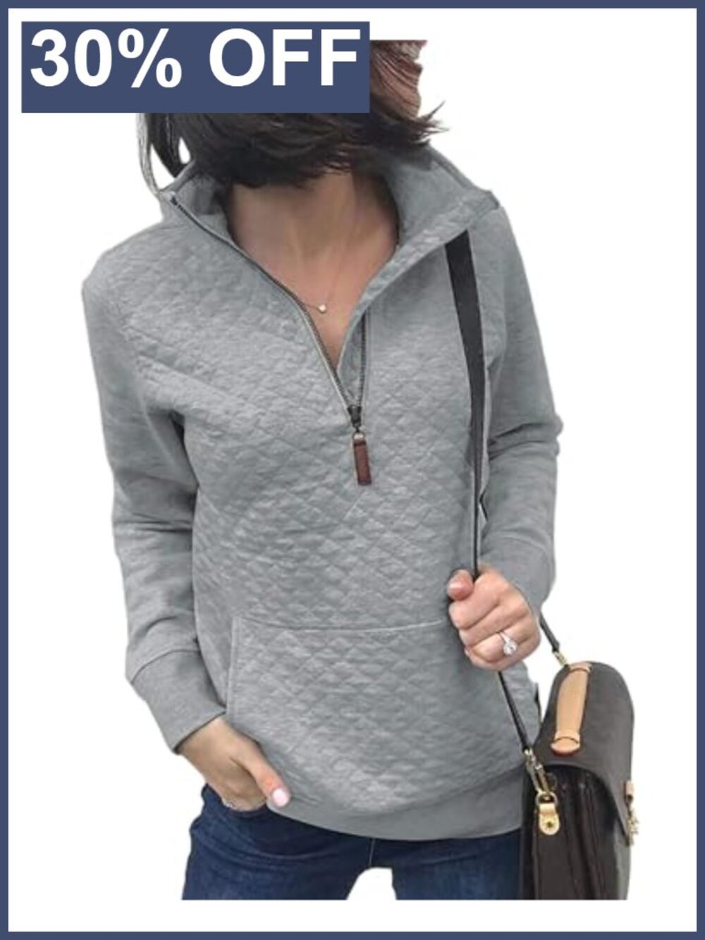 BTFBM Quarter Zip Sweatshirt Womens Quilted Pullover Kangaroo Pocket